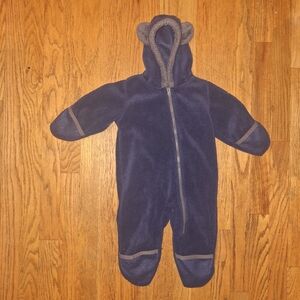 Columbia 6-12 Months Baby Fleece Snowsuit Bunting Bear Navy Blue